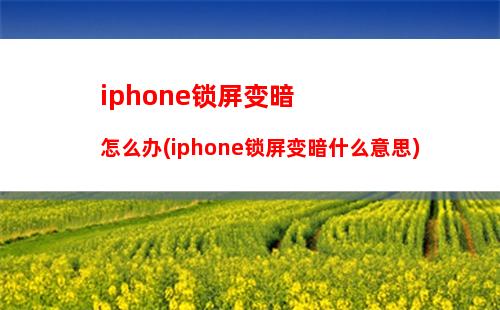 iphone锁屏变暗怎么办(iphone锁屏变暗什么意思)