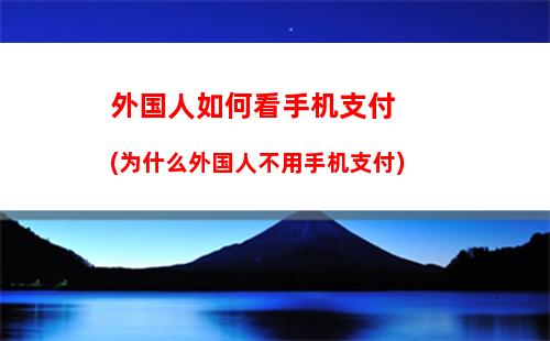 外国人如何看手机支付(为什么外国人不用手机支付)