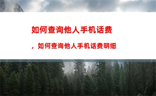 如何查询他人手机话费，如何查询他人手机话费明细