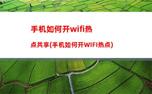 手机如何开wifi热点共享(手机如何开WIFI热点)