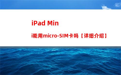 iPad Mini能用micro-SIM卡吗【详细介绍】