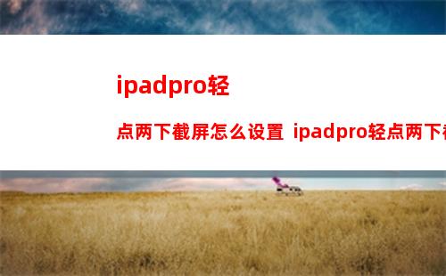 ipadpro轻点两下截屏怎么设置  ipadpro轻点两下截屏设置方法