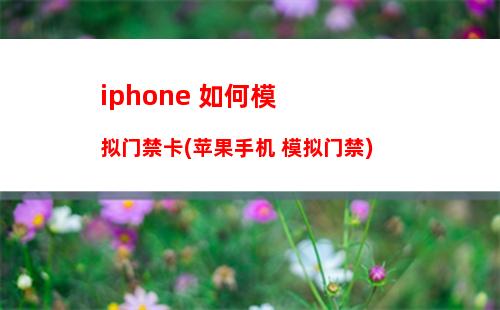 iphone 如何模拟门禁卡(苹果手机 模拟门禁)