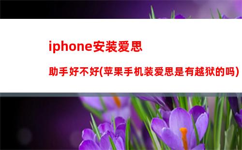 iphone安装爱思助手好不好(苹果手机装爱思是有越狱的吗)