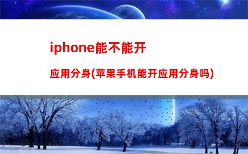 iphone能不能开应用分身(苹果手机能开应用分身吗)