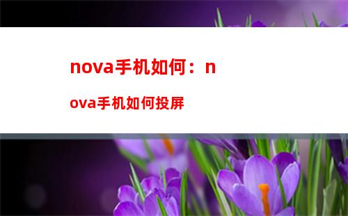 nova手机如何：nova手机如何投屏