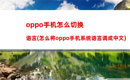 oppo手机怎么切换语言(怎么将oppo手机系统语言调成中文)