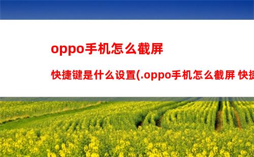 oppo手机怎么截屏快捷键是什么设置(.oppo手机怎么截屏 快捷键)