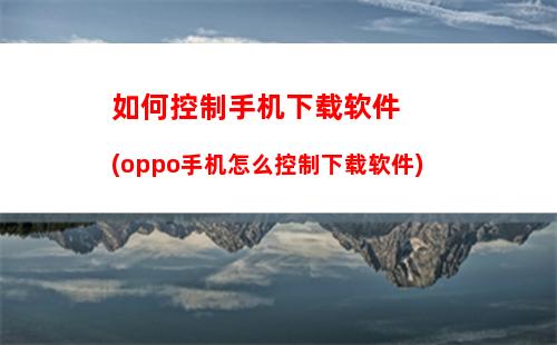 如何控制手机下载软件(oppo手机怎么控制下载软件)