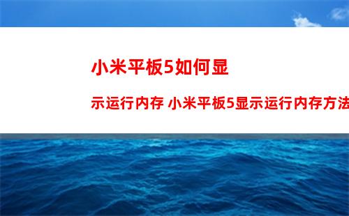 小米平板5如何显示运行内存 小米平板5显示运行内存方法【步骤】